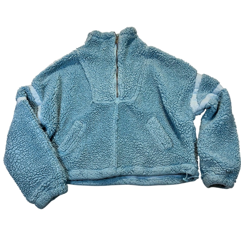 FP Movement Nantucket‎ Fleece Pullover Women Small Blue Borg Sherpa Gorpcore